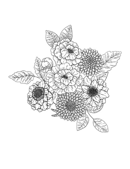Amazing World of Flowers AI Original Artwork Coloring Pages by Old Hippy
