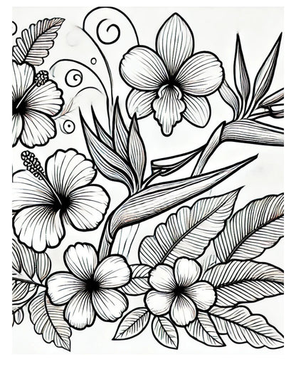 Amazing World of Flowers AI Original Artwork Coloring Pages by Old Hippy