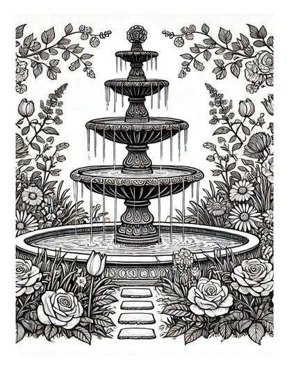 Amazing World of Flowers AI Original Artwork Coloring Pages by Old Hippy