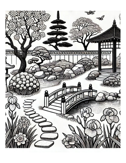 Amazing World of Flowers AI Original Artwork Coloring Pages by Old Hippy
