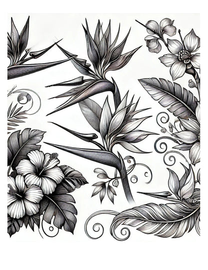Amazing World of Flowers AI Original Artwork Coloring Pages by Old Hippy