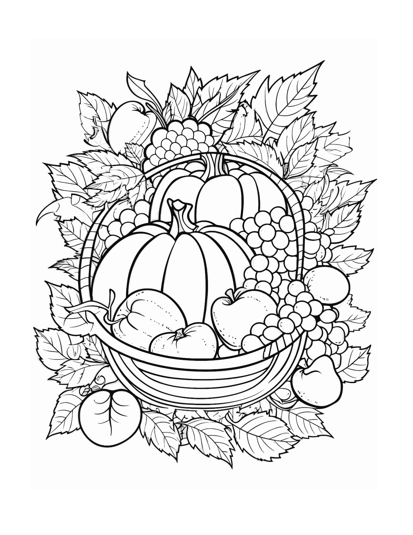 Autumn Harvest Baskets Coloring Pages – 111-Page Digital Download