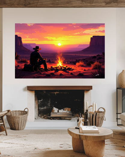 Twilight on the Range AI Canvas by Old Hippy