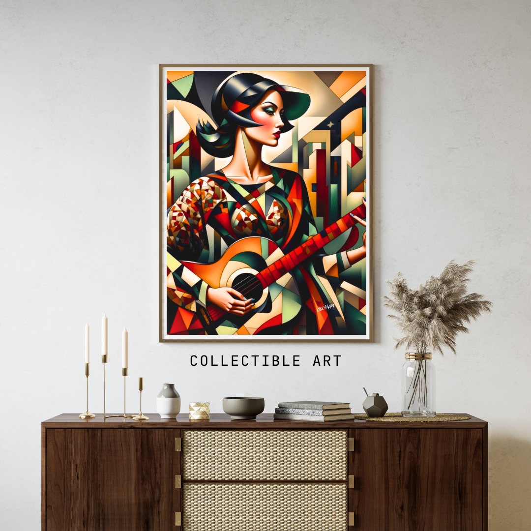 “The Music Within”-Limited Edition AI Digital Art in the Style of Picasso by Old Hippy