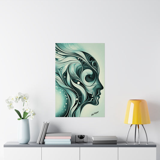 Abstract Silhouette in Green Matte Poster