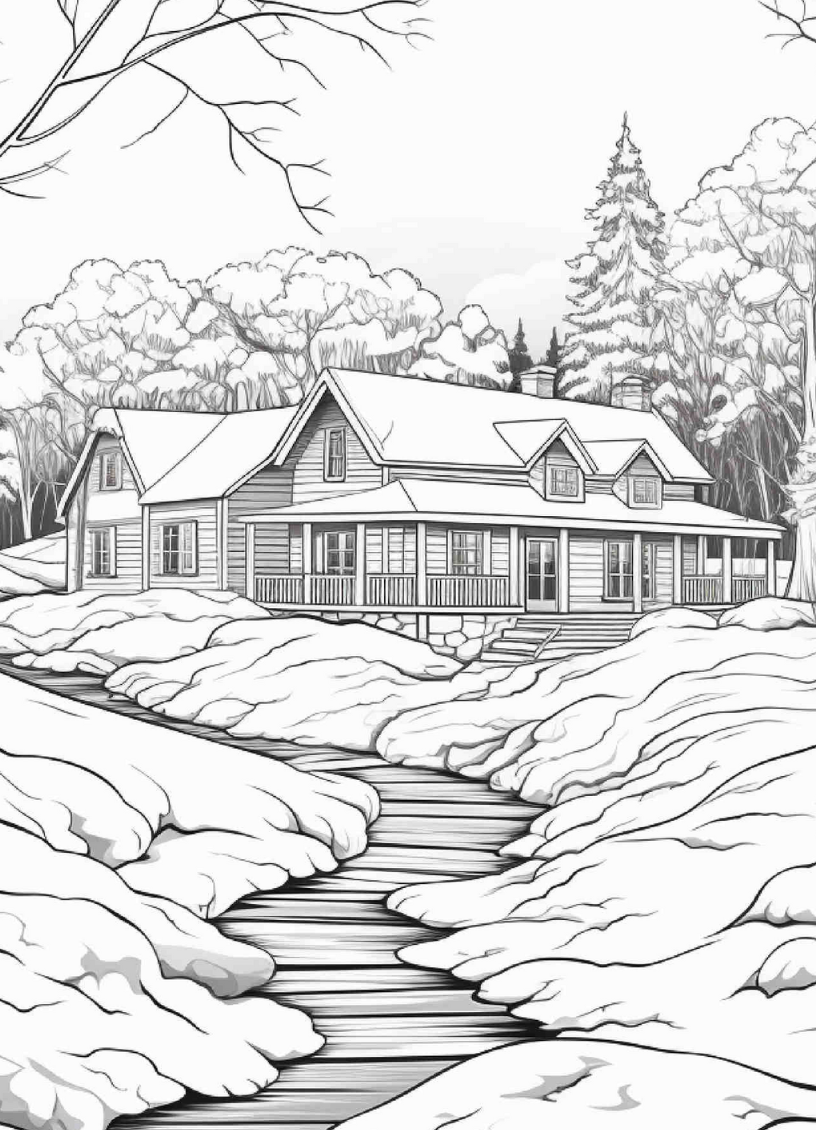 Beautiful Cottages Adult Coloring Pages