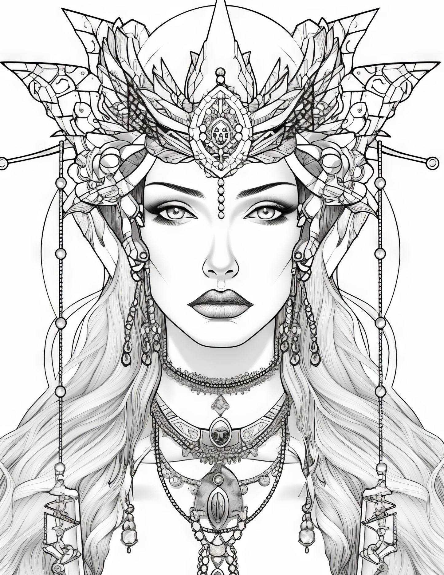 Fantasy Queens Adult Coloring Pages