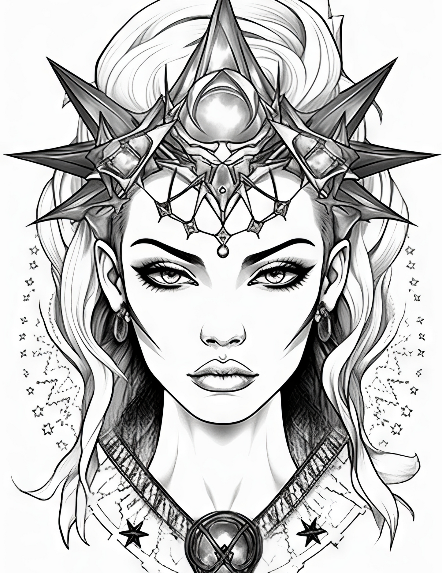 Fantasy Queens Adult Coloring Pages