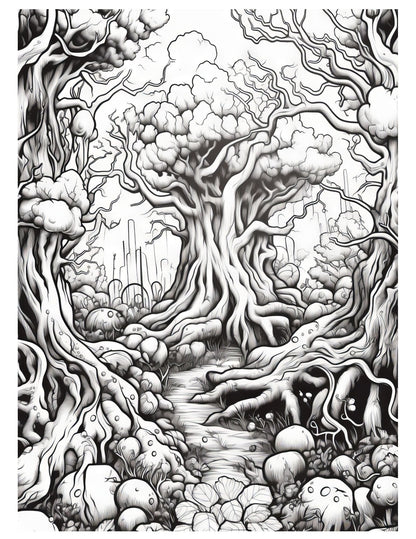 Fantasy Forests Adult Coloring Pages