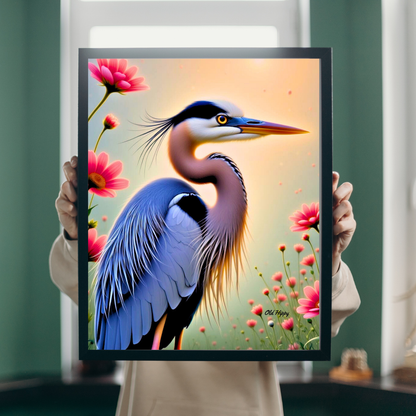 Majestic Blue Herons- 4 Piece AI Digital Art Set by Old Hippy