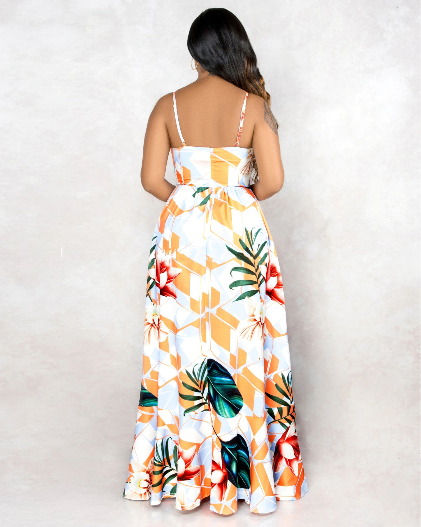 Tropical Print Maxi Beach Dress