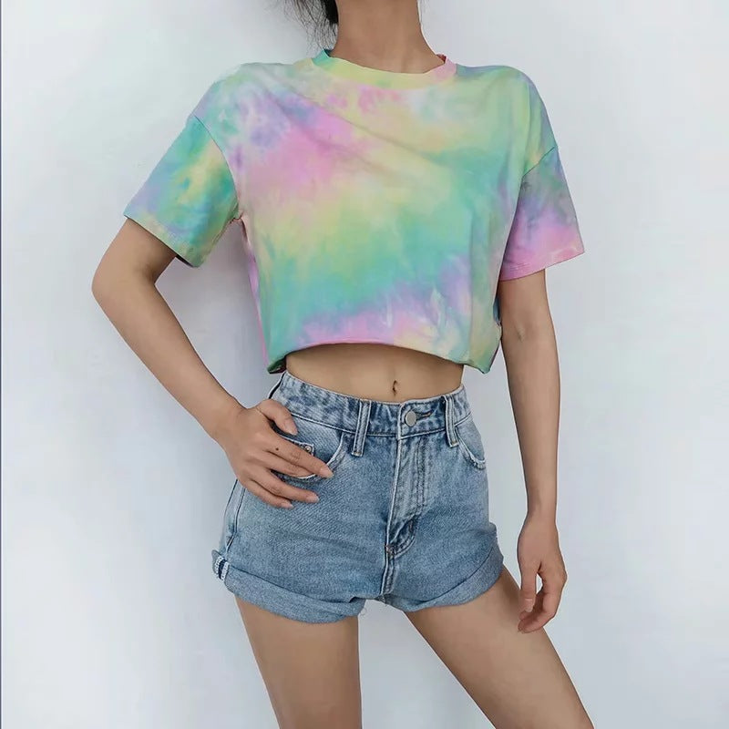 Fashion Ladies Crop Tops Tie Dye