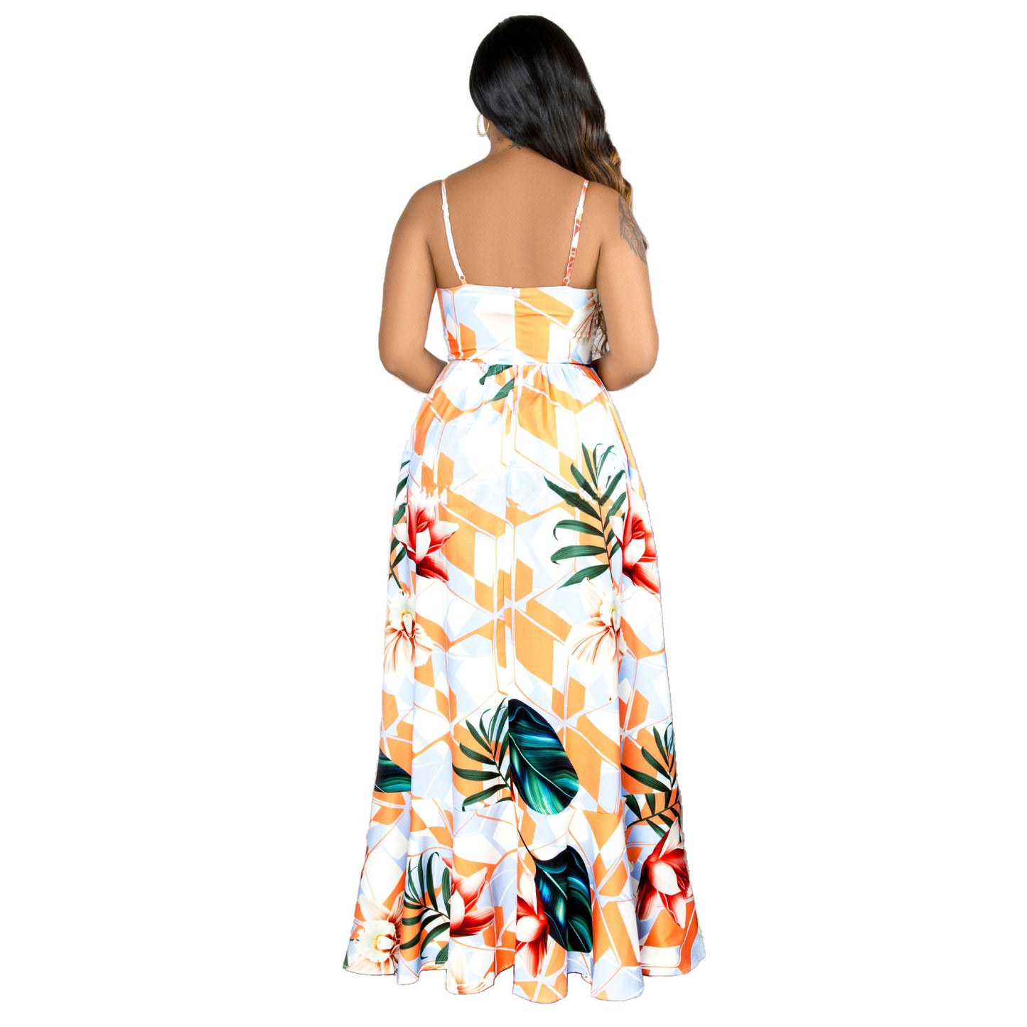 Tropical Print Maxi Beach Dress
