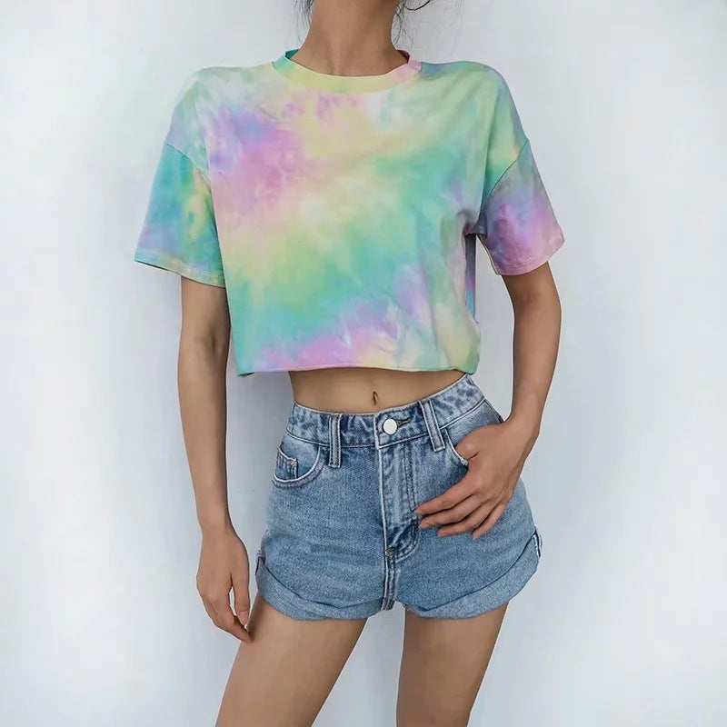 Fashion Ladies Crop Tops Tie Dye