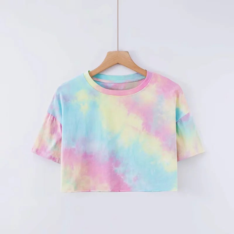 Fashion Ladies Crop Tops Tie Dye