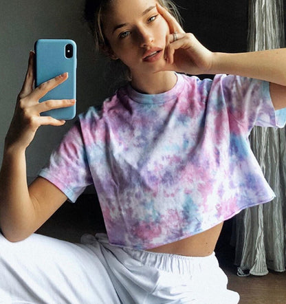 Fashion Ladies Crop Tops Tie Dye