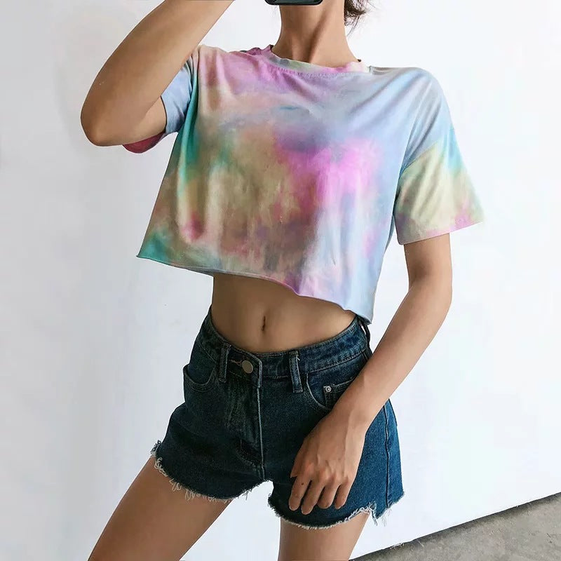 Fashion Ladies Crop Tops Tie Dye