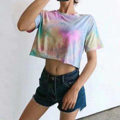 Fashion Ladies Crop Tops Tie Dye