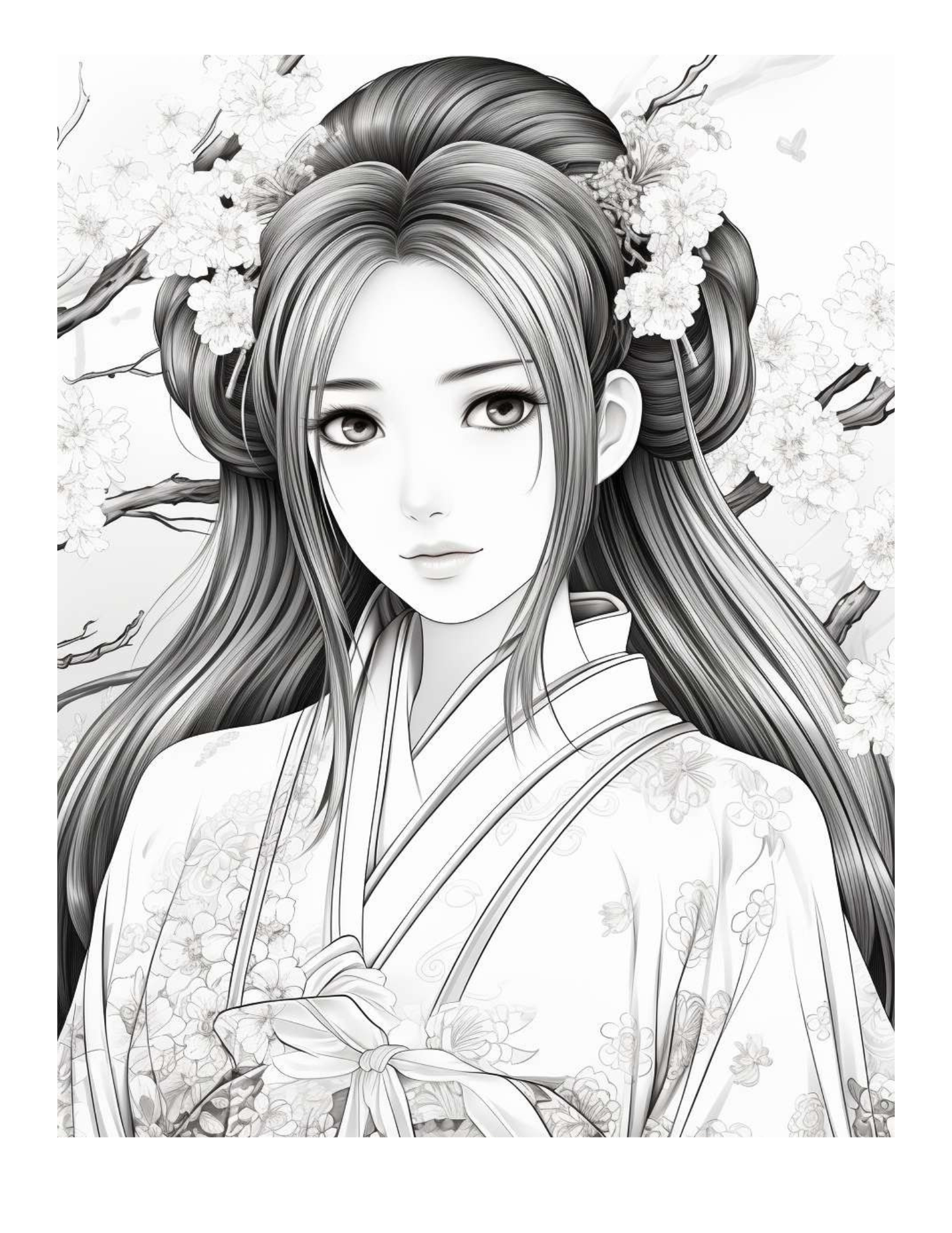 Japanese Geishas Adult Coloring Pages