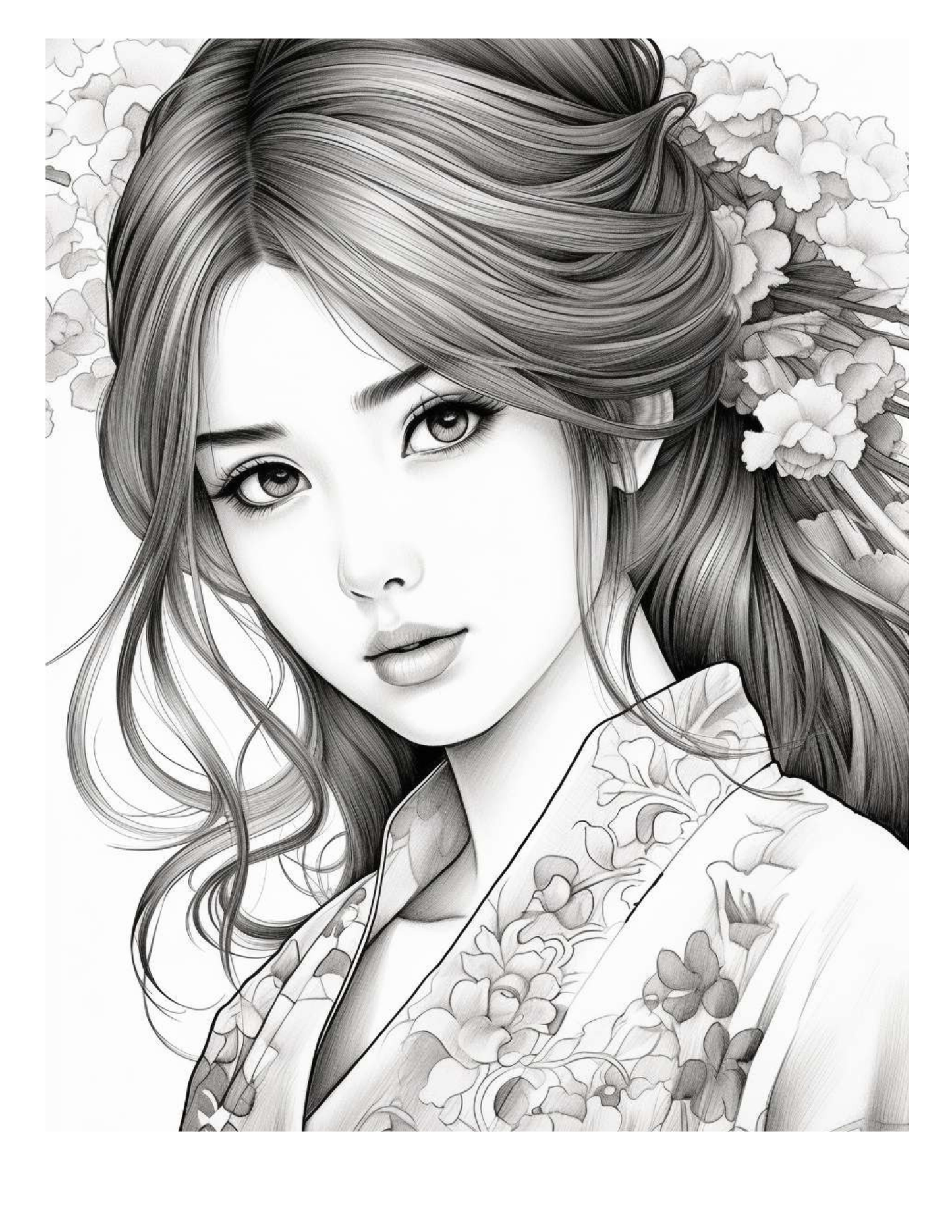 Japanese Geishas Adult Coloring Pages