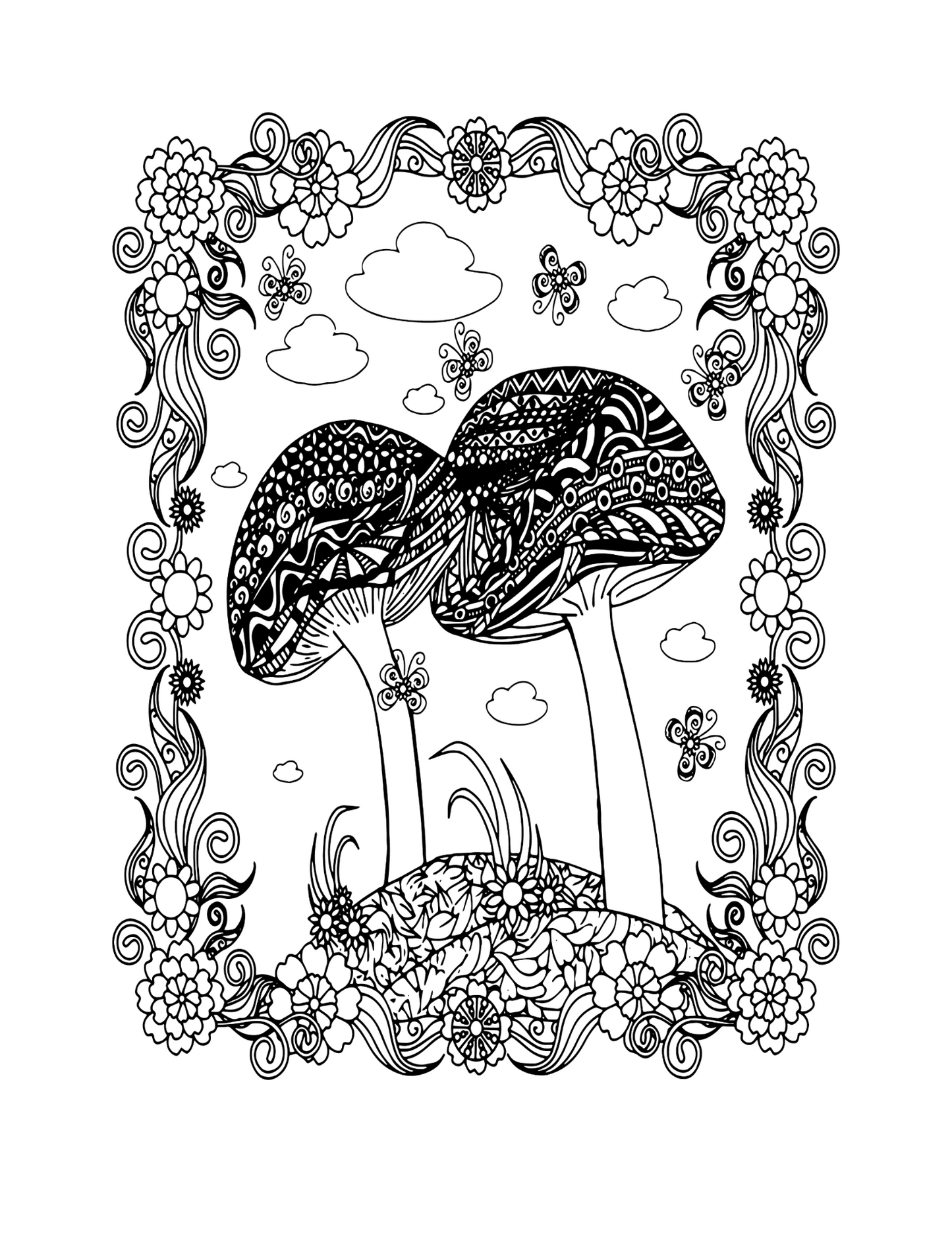 Mushrooms Coloring Pages