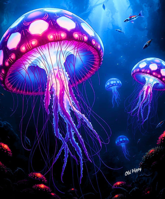 Neon Drifters of the Deep AI Digital Art by Old Hippy