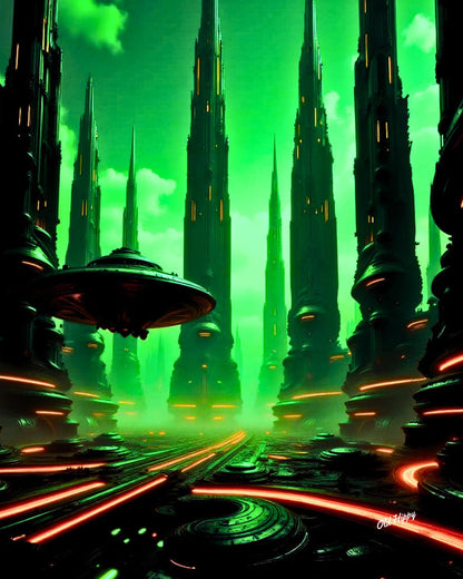 "Neon Skies of Andromeda" — Limited Edition AI-Generated Digital Artwork by Old Hippy