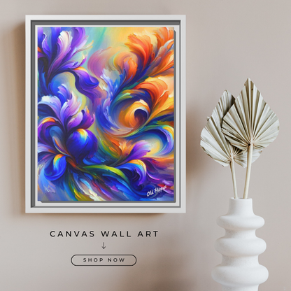Iris Symphony #1 Wood Framed Matte Canvas