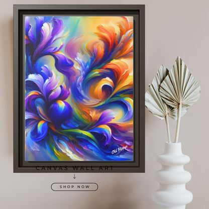 Iris Symphony #1 Wood Framed Matte Canvas