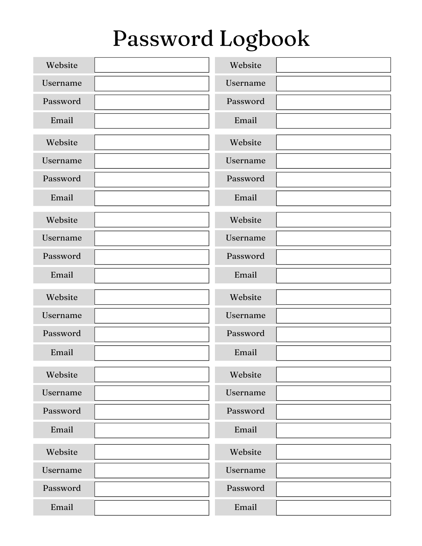 Password Logbook