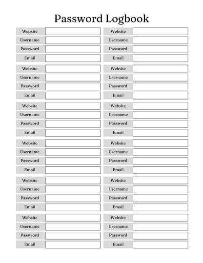 Password Logbook