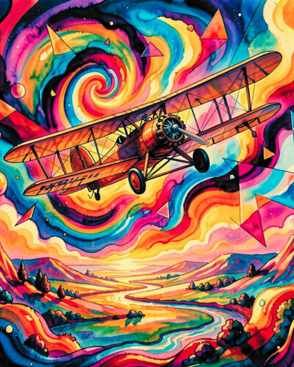 Psychedelic Barnstormer AI Digital Art by Old Hippy