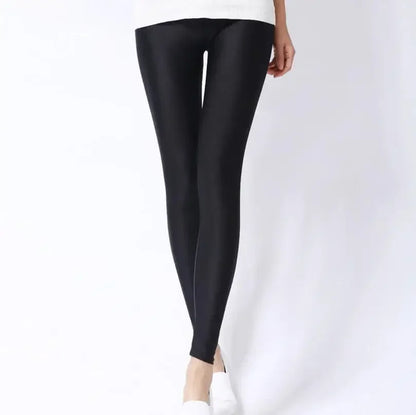 Spring Autumn Solid Candy Neon Leggings for Women High Stretch