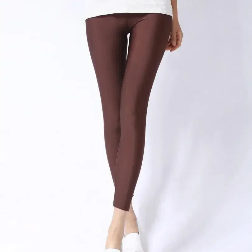 Spring Autumn Solid Candy Neon Leggings for Women High Stretch