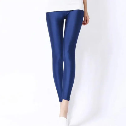 Spring Autumn Solid Candy Neon Leggings for Women High Stretch