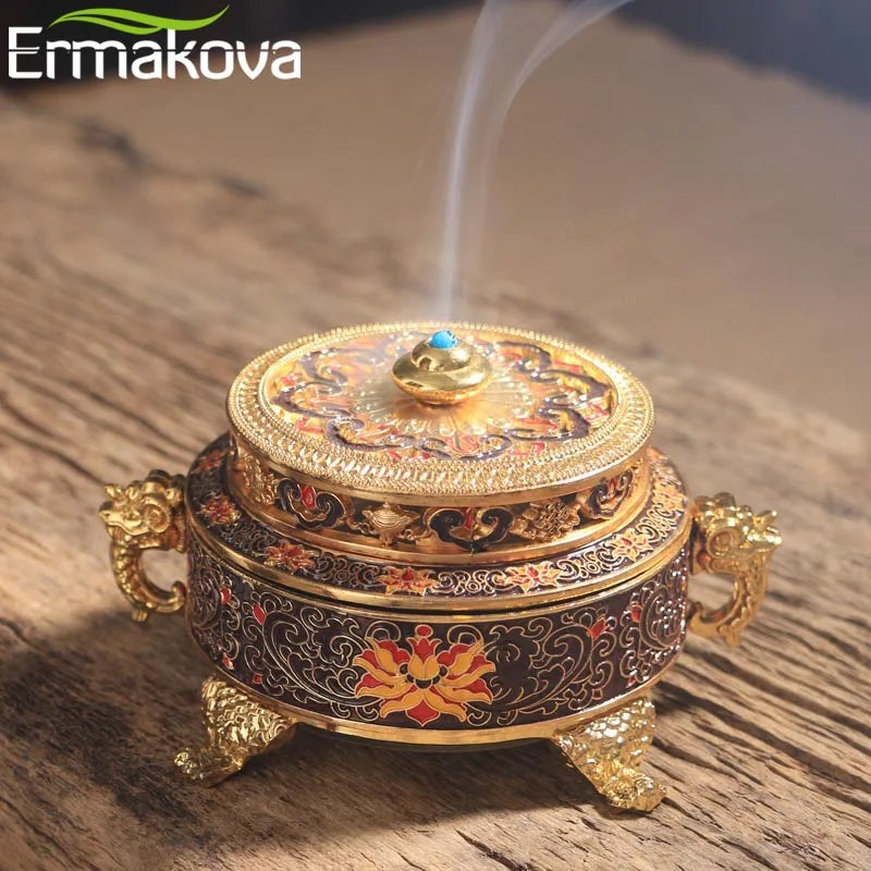 Celestial Lotus Incense Burner Tibetan Style