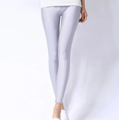 Spring Autumn Solid Candy Neon Leggings for Women High Stretch