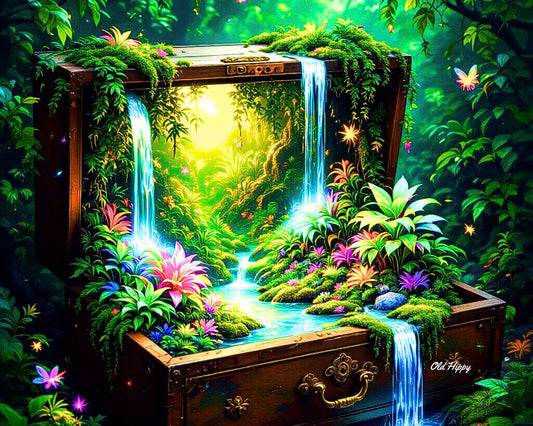 Treasure of the Enchanted Falls AI Digital Art by Old Hippy