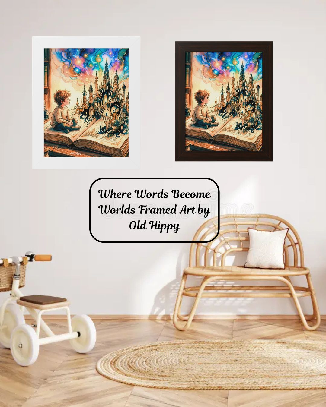 Where Words Become Worlds Wood Framed Art Print