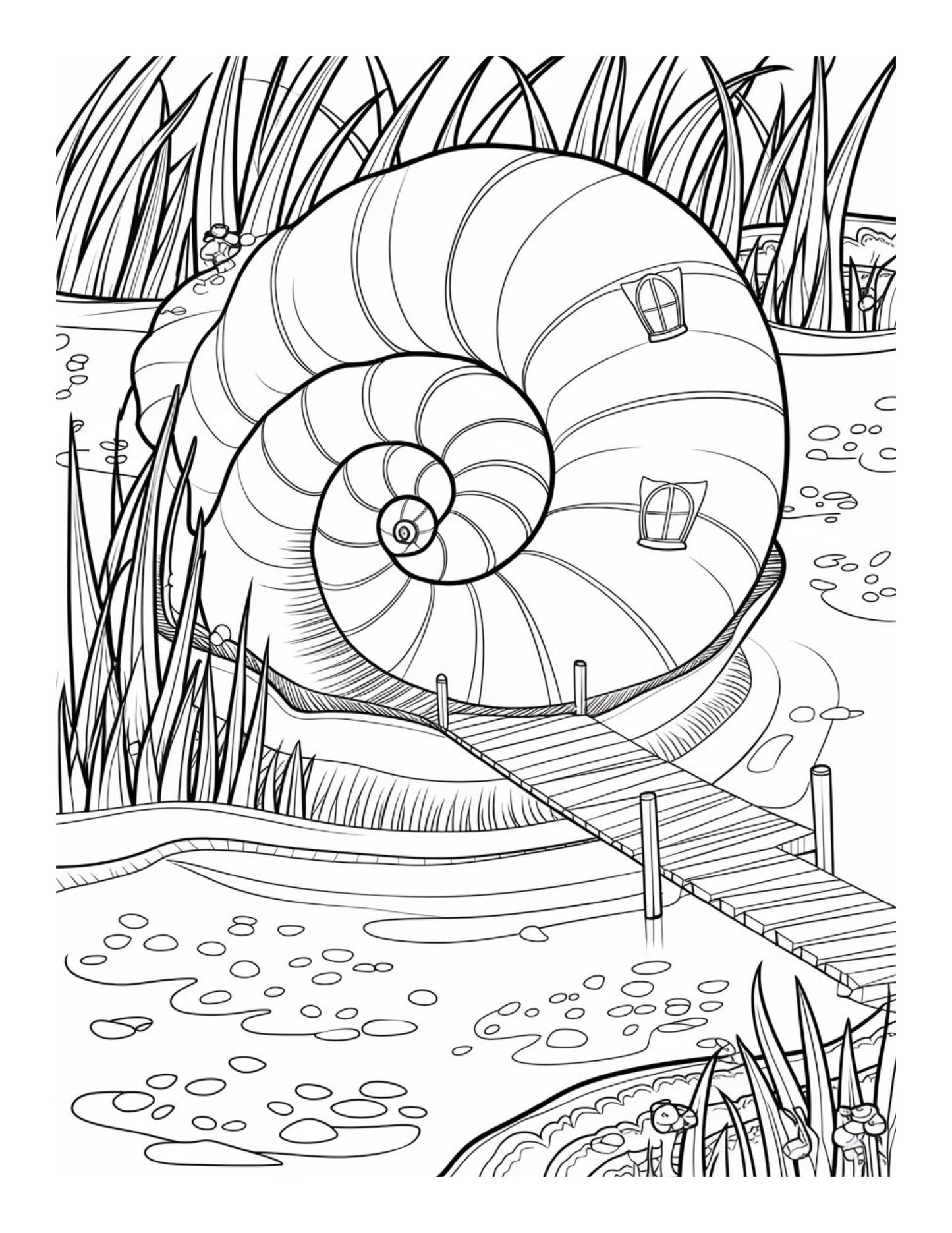 "Whimsical Worlds: Fantasy Creatures, Fairy Homes & Magical Journeys" Coloring Pages
