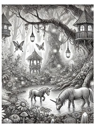 Whispers of the Enchanted Forest A Fantasy Coloring Journey
