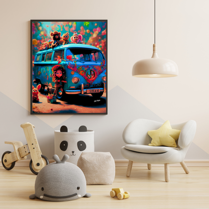 “Peace, Love, and Plushies” Digital AI Art by Old Hippy
