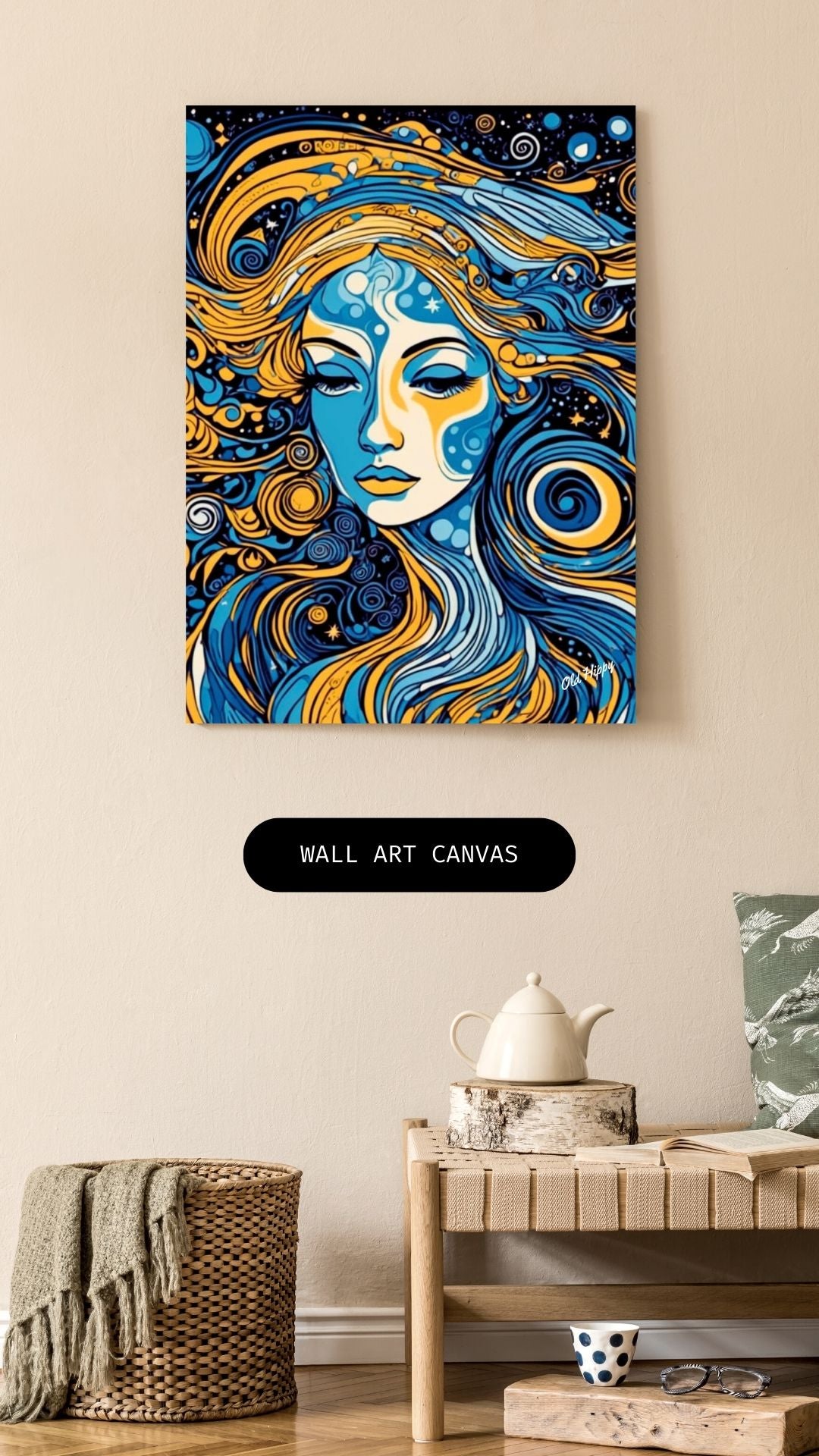 Woman in Blue n Gold Canvas Gallery Wrap