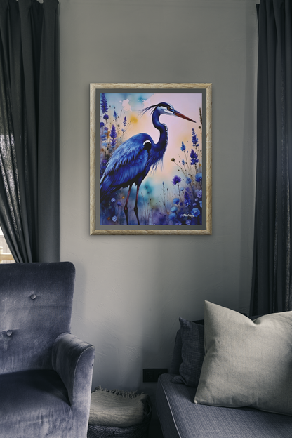 Majestic Blue Herons- 4 Piece AI Digital Art Set by Old Hippy