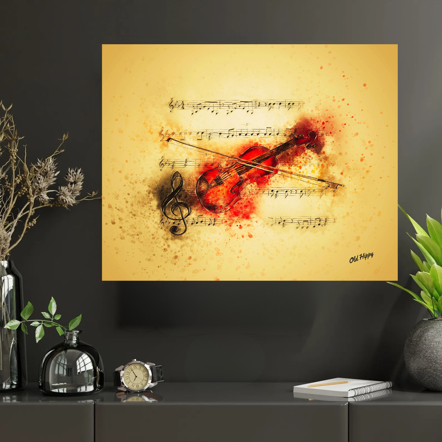 “Crimson Melody – The Soul of the Violin”  Canvas