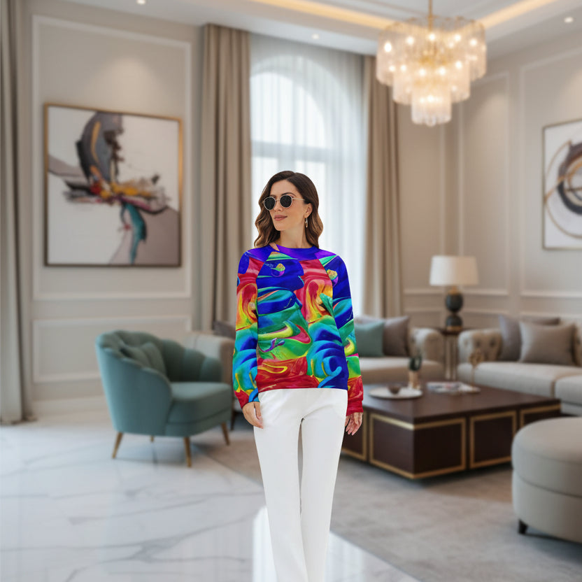 Abstract Art All Over Print Custom Women's New Raglan Crew Neck Sweatshirt by Old Hippy
