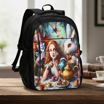 Large Capacity Oxford Travel Laptop Backpack with USB Alice and mad hatter vol1 (2)
