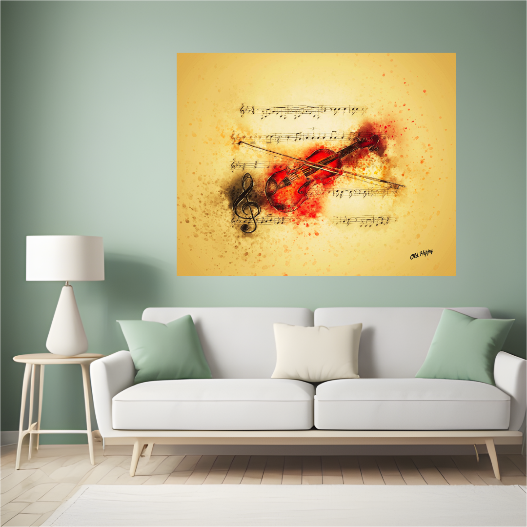 “Crimson Melody – The Soul of the Violin”  Canvas