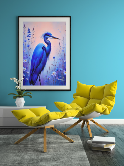 Majestic Blue Herons- 4 Piece AI Digital Art Set by Old Hippy