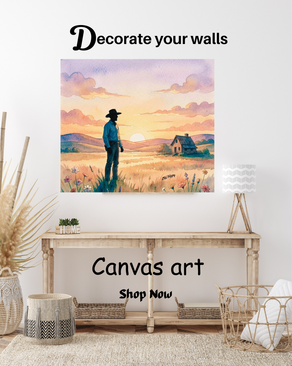 The Last Light Over the Homestead AI Canvas by Old Hippy